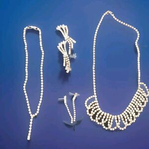 Rhinestone  Necklace & Earrings Lot Runway Dressy Fashion Jewelry Bundle Lot